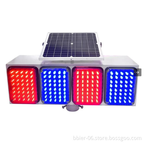 Solar-Powered Double-Sided Road Warning Light with Integrated Flash